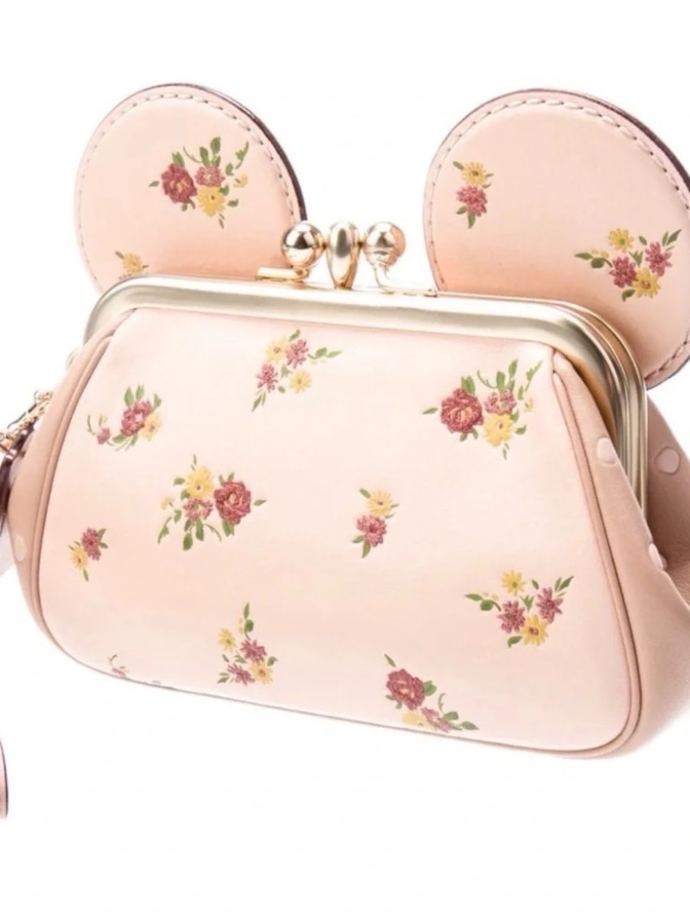 Coach x Disney Kisslock Mickey Pink Floral Wristlet - Picture 3 of 5